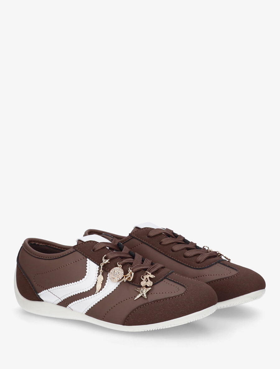 Sneakers à empiècement bijoux dépareillés - Marron - 4