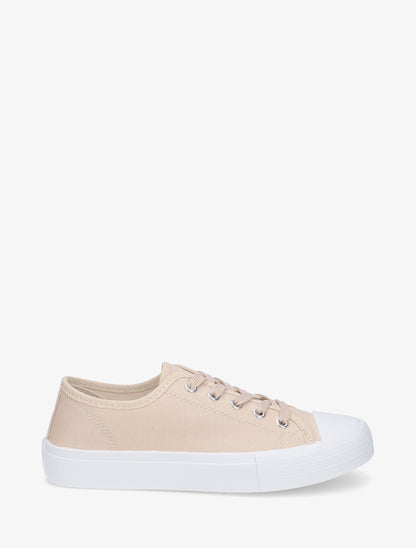 Tennis unis en toile - Beige - 1