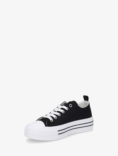 Tennis en tissu à semelle en gomme - Noir - 3