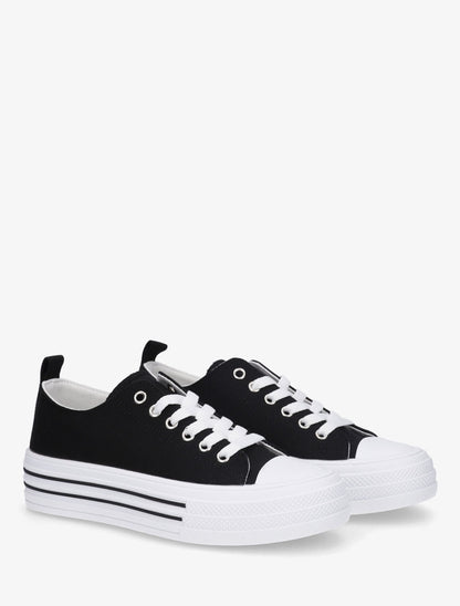 Tennis en tissu à semelle en gomme - Noir - 4