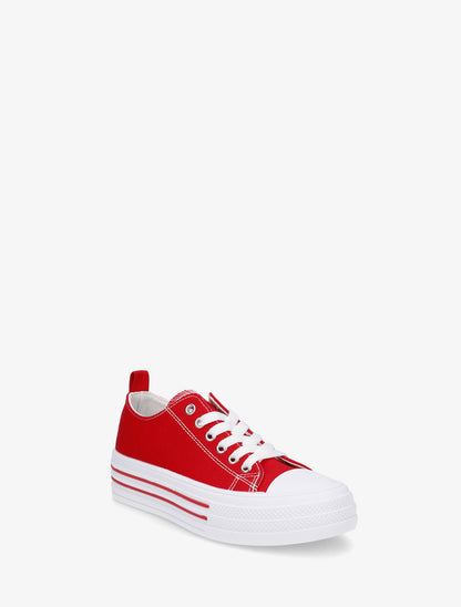 Tennis en tissu à semelle en gomme - Rouge - 2