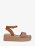 Sandales semi-compensées en raphia tressé - Camel - 1
