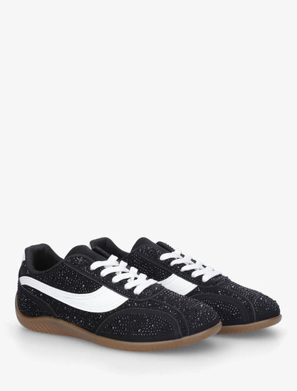 Sneakers en suédine à strass - Noir - 4