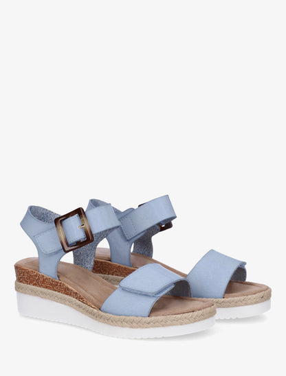 Sandales à scratch en simili - Bleu ciel - 4