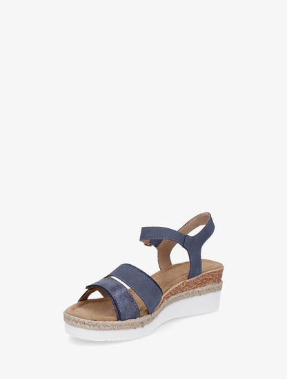 Sandales compensées bride fantaisie irisée - Marine - 3