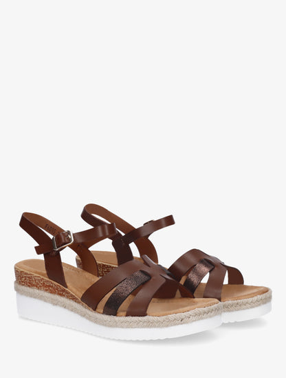 Sandales à semelle compensée ornée d&