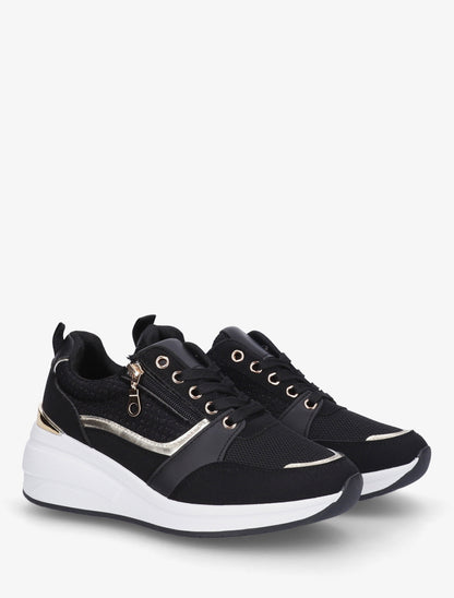 Baskets compensées à zip - Noir - 4