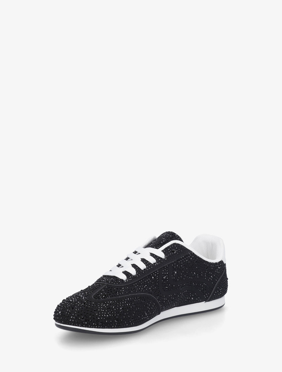 Sneakers effet nubuck à strass - Noir - 3