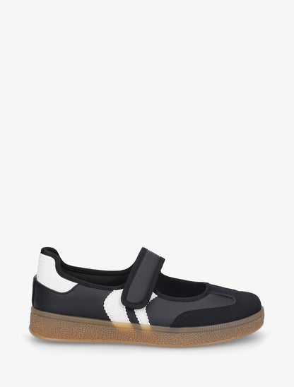 Ballerines style sneakers à scratch - Noir - 1