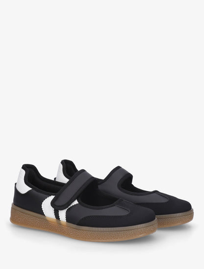 Ballerines style sneakers à scratch - Noir - 4