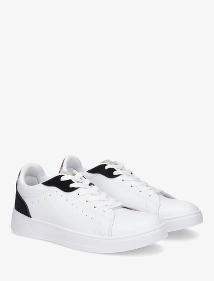 Sneakers en simili à détail suédine et irisé - Noir - 4