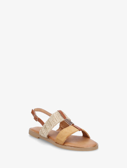 Nu-pieds à bijou métallique - Camel - 2