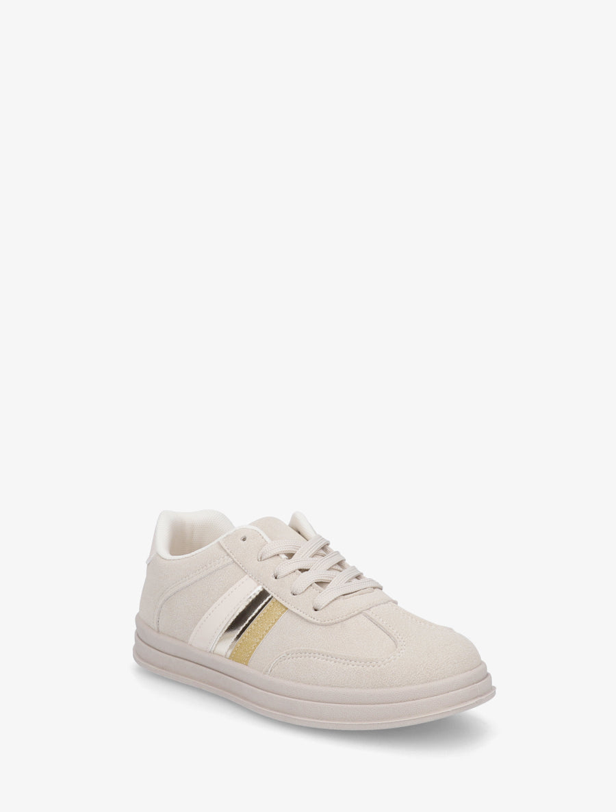 Tennis en suédine à bandes contrastantes - Beige - 2