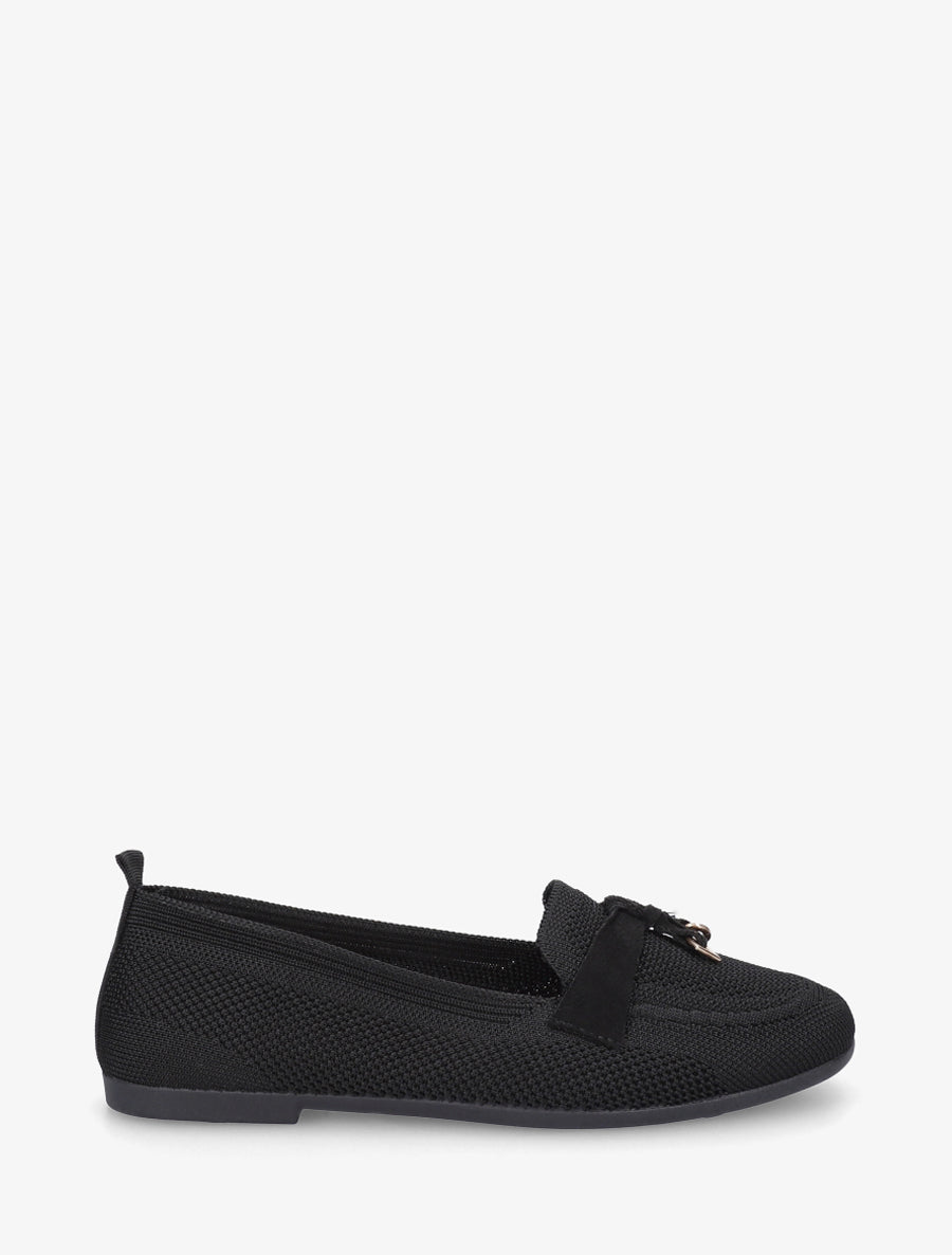 Mocassins en tissu à bijoux - Noir - 1
