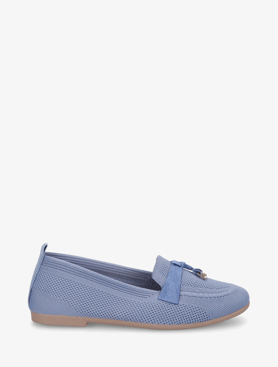 Mocassins en tissu à bijoux - Bleu clair - 1