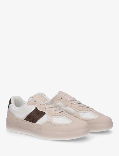 Sneakers à semelle caoutchouc coloré - Beige - 4