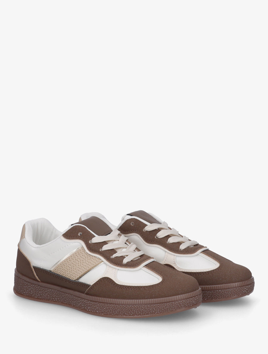 Sneakers à semelle caoutchouc coloré - Marron - 4
