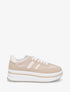 Sneakers à plateforme et empiècement effet nubuck - Camel - 1