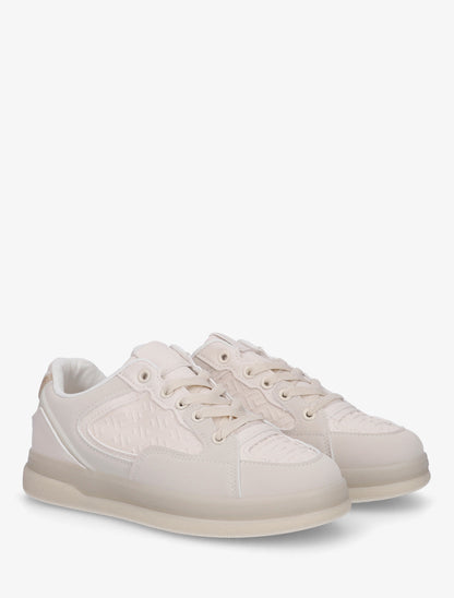 Sneakers plates à imprimé vagues grec - Beige - 4