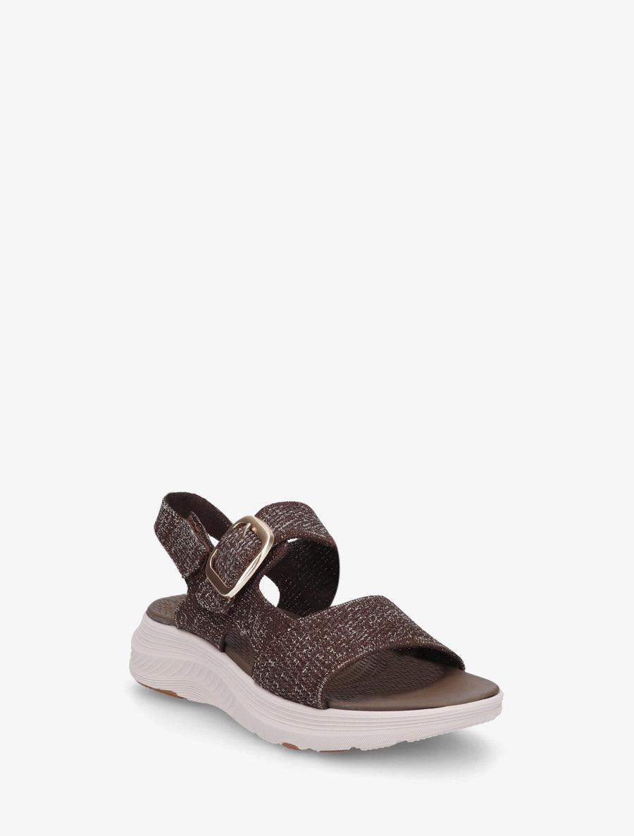 Sandales en tissu irisé à boucle et scratch - Marron - 2