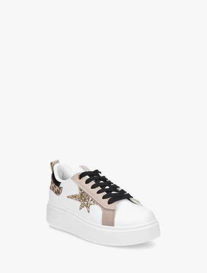 Sneakers en simili à motif étoile pailletée - Noir - 2