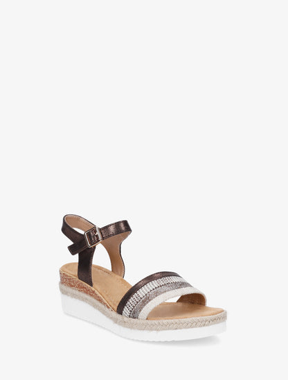 Sandales compensées à bride dépareillées - Marron - 2