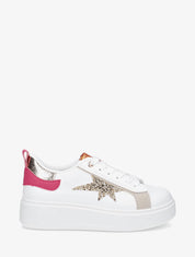 Sneakers en simili à motif étoile pailletée - Fushia - 1