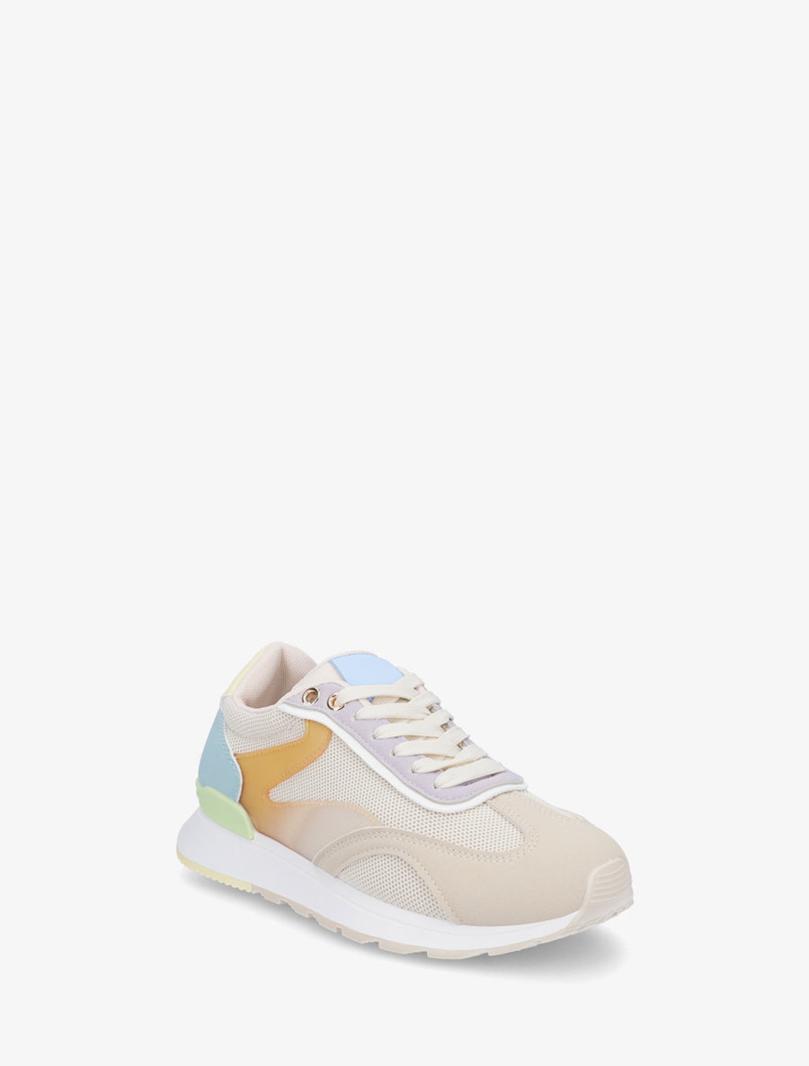 Baskets à bandes stylisées et empiècement effet nubuck - Orange - 2