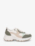 Baskets en suédine et simili à détail pailleté - Kaki - 1