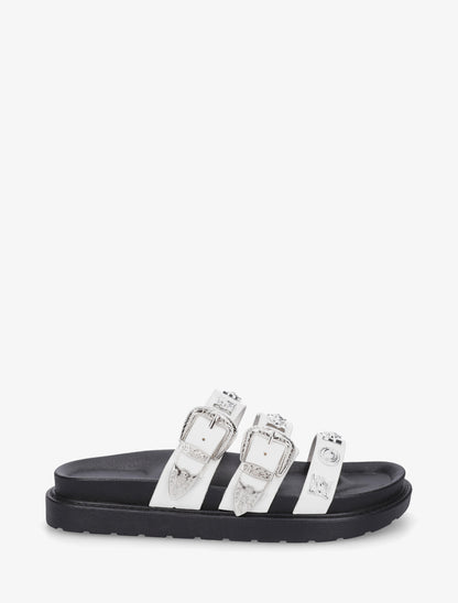 Claquettes en simili à clous fantaisies - Blanc - 1
