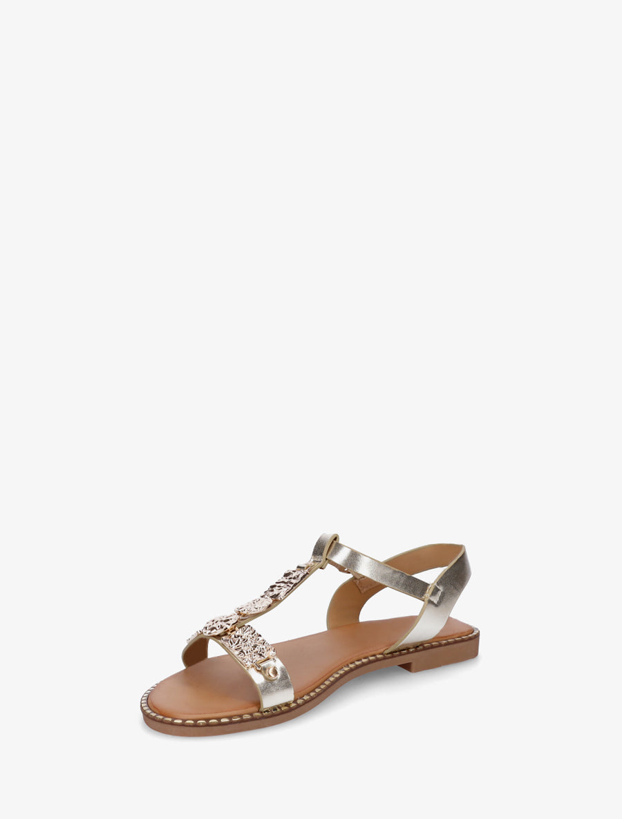 Nu-pieds en simili à empiècement métal - Or - 3