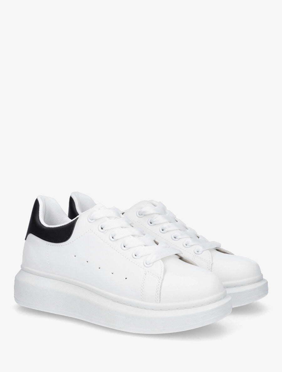 Sneakers à contrefort constratant - Blanc/noir - 4