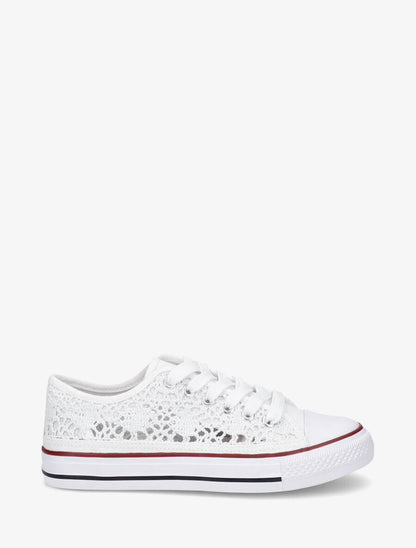 Tennis basses en dentelle - Blanc - 1