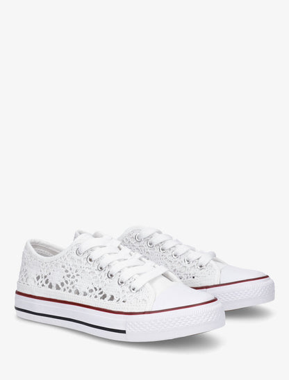 Tennis basses en dentelle - Blanc - 4