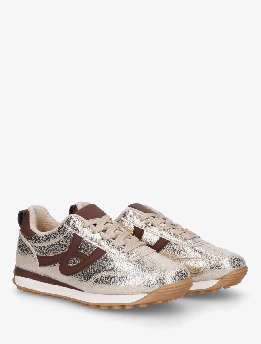 Sneakers irisées à détails contrastants - Or - 4