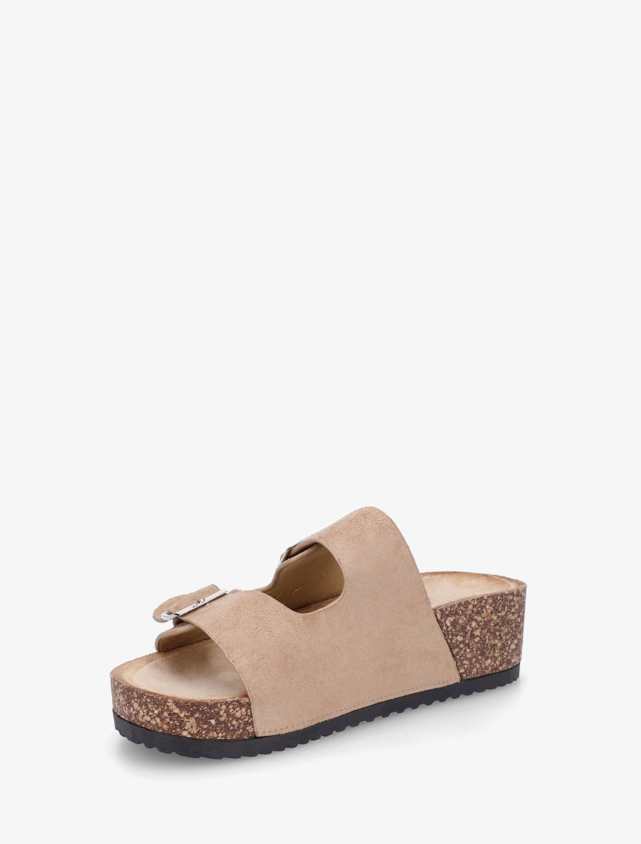 Claquettes en suédine à semelle effet liège - Taupe - 3