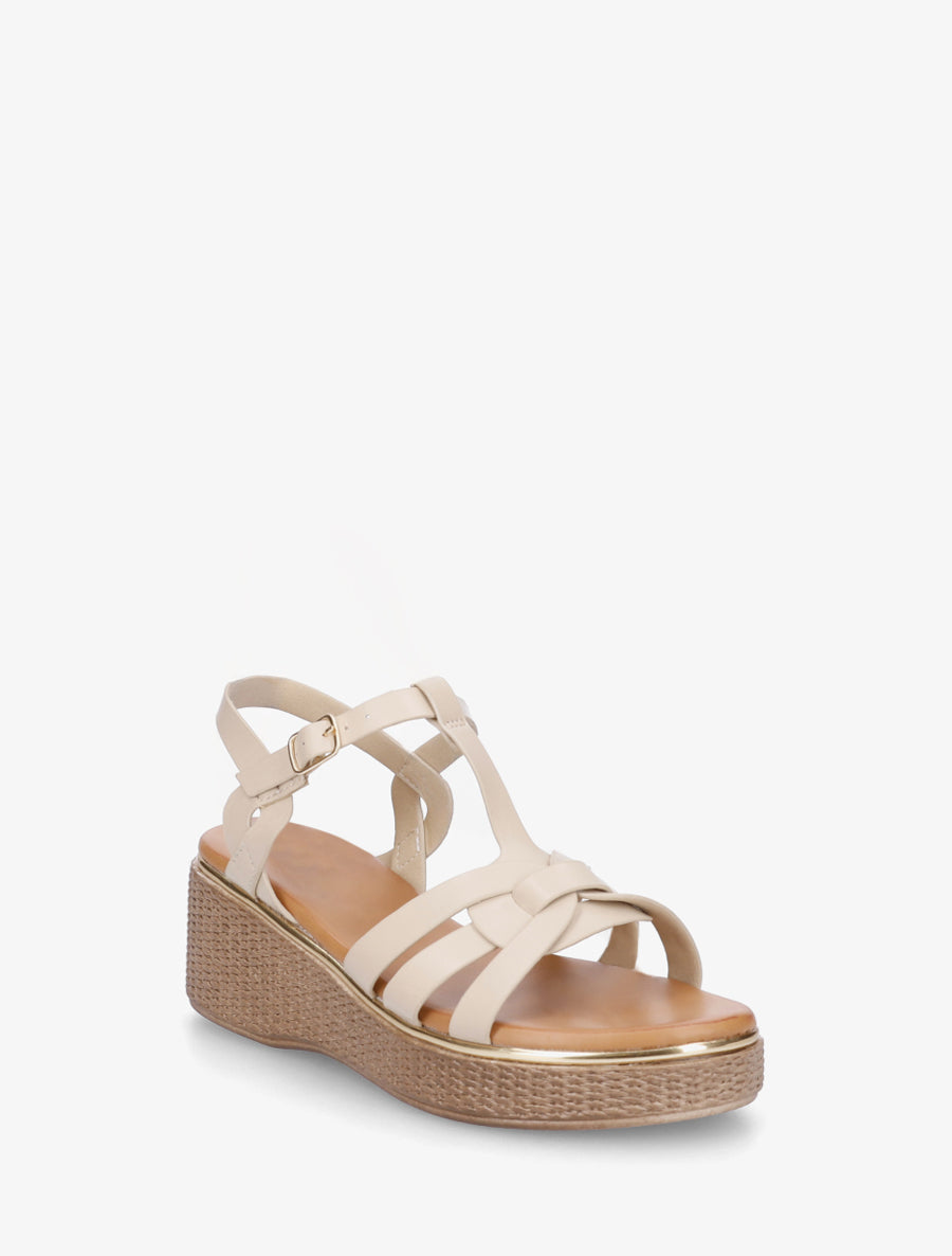 Sandales compensées style salomé - Beige - 2