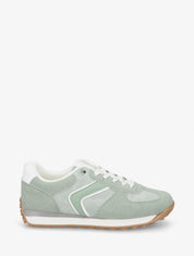 Sneakers classici in camoscio e tessuto. - Verde mandorla