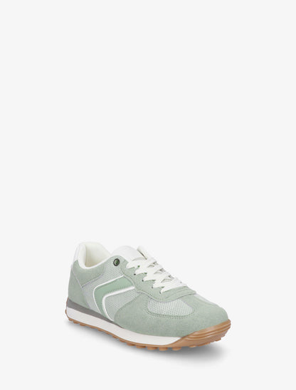Sneakers classici in camoscio e tessuto. - Verde mandorla