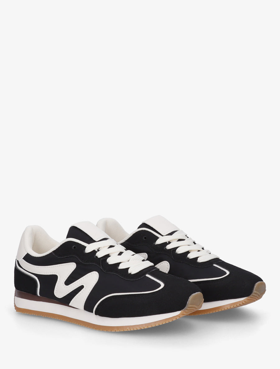 Sneakers à empiècement nubuck - Noir - 4