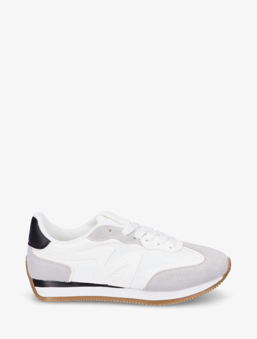 Sneakers à empiècement nubuck - Blanc - 1