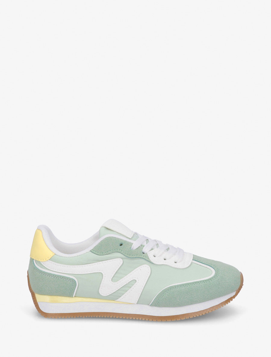 Sneakers con inserto in nabuk - Verde acqua