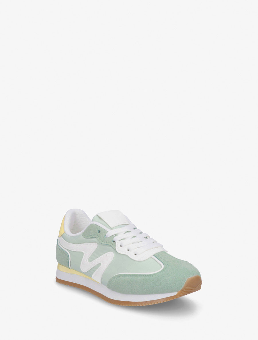 Sneakers con inserto in nabuk - Verde acqua
