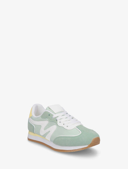 Sneakers con inserto in nabuk - Verde acqua