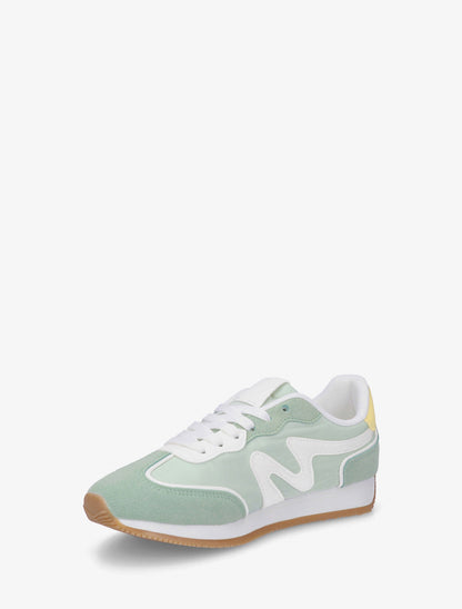 Sneakers con inserto in nabuk - Verde acqua
