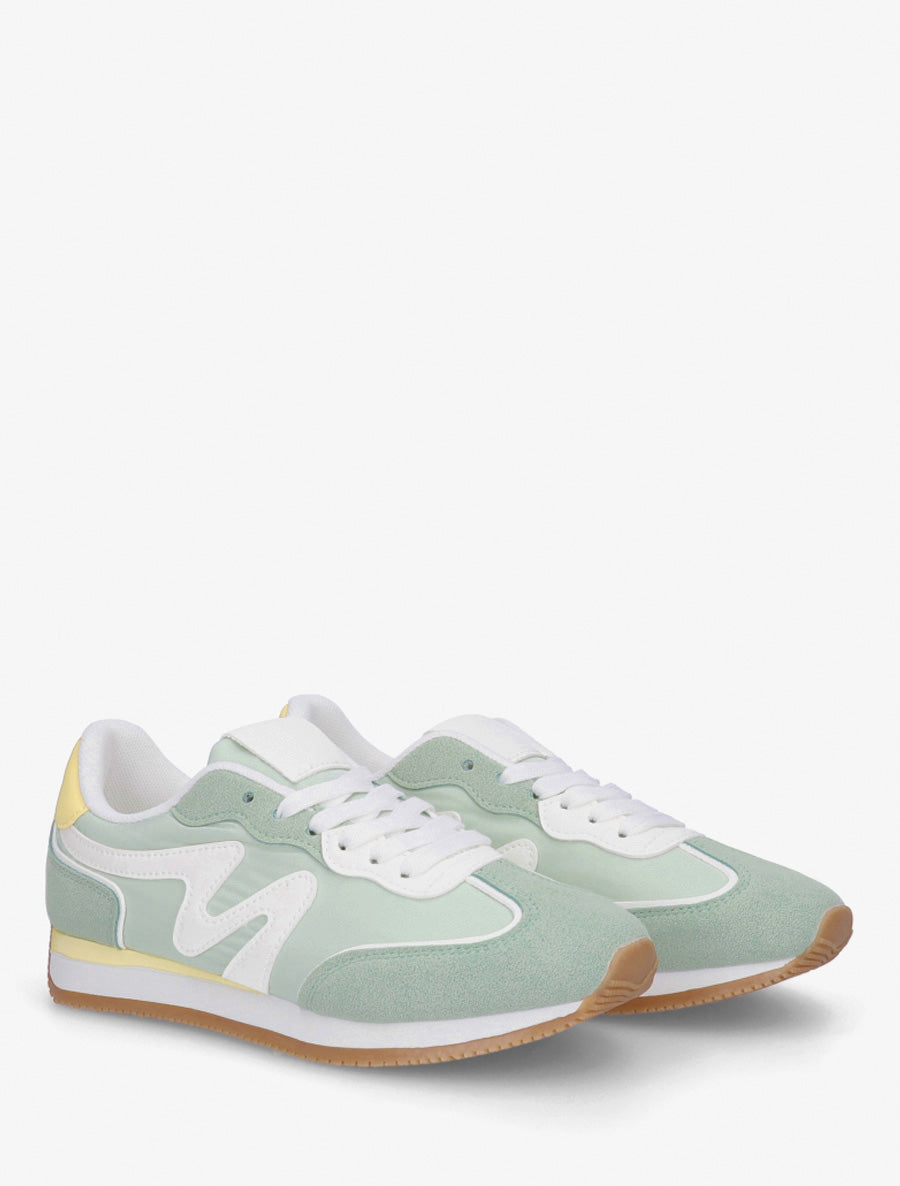 Sneakers con inserto in nabuk - Verde acqua