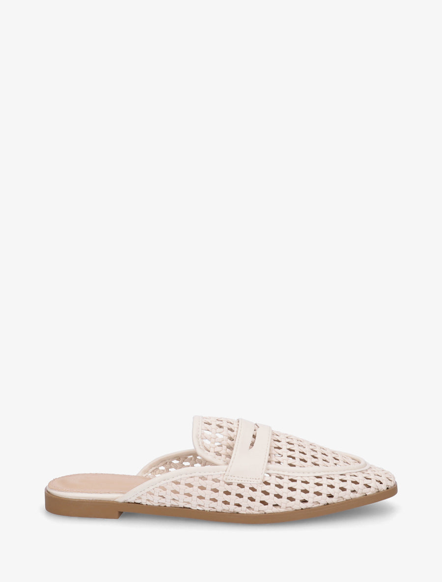 Mules style mocassin effet tressé - Beige - 1