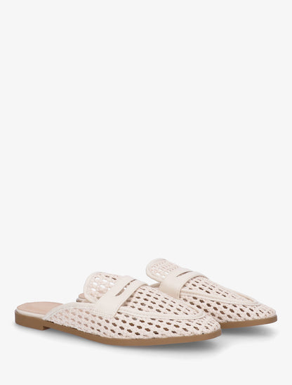 Mules style mocassin effet tressé - Beige - 4