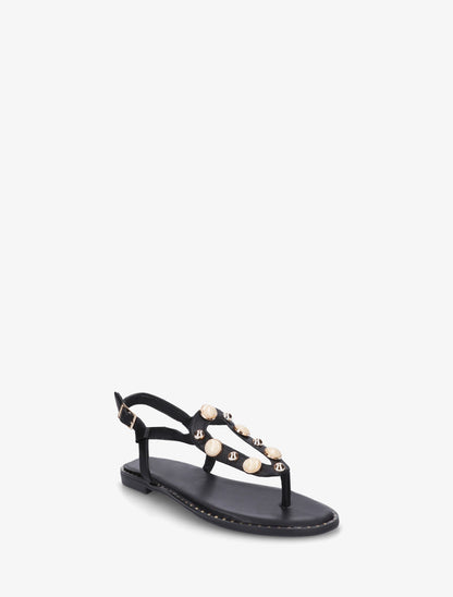 Nu-pieds à clous et bijoux marbrés - Noir - 2