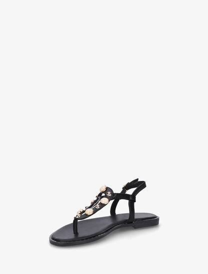 Nu-pieds à clous et bijoux marbrés - Noir - 3